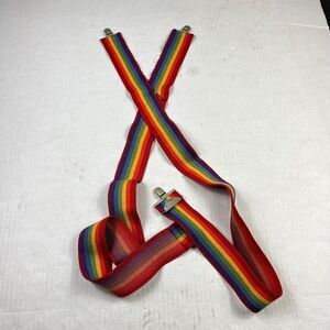 HONCHO Vintage Rainbow Suspenders Pride MORK & MINDY Retro 70s Clip Suspenders